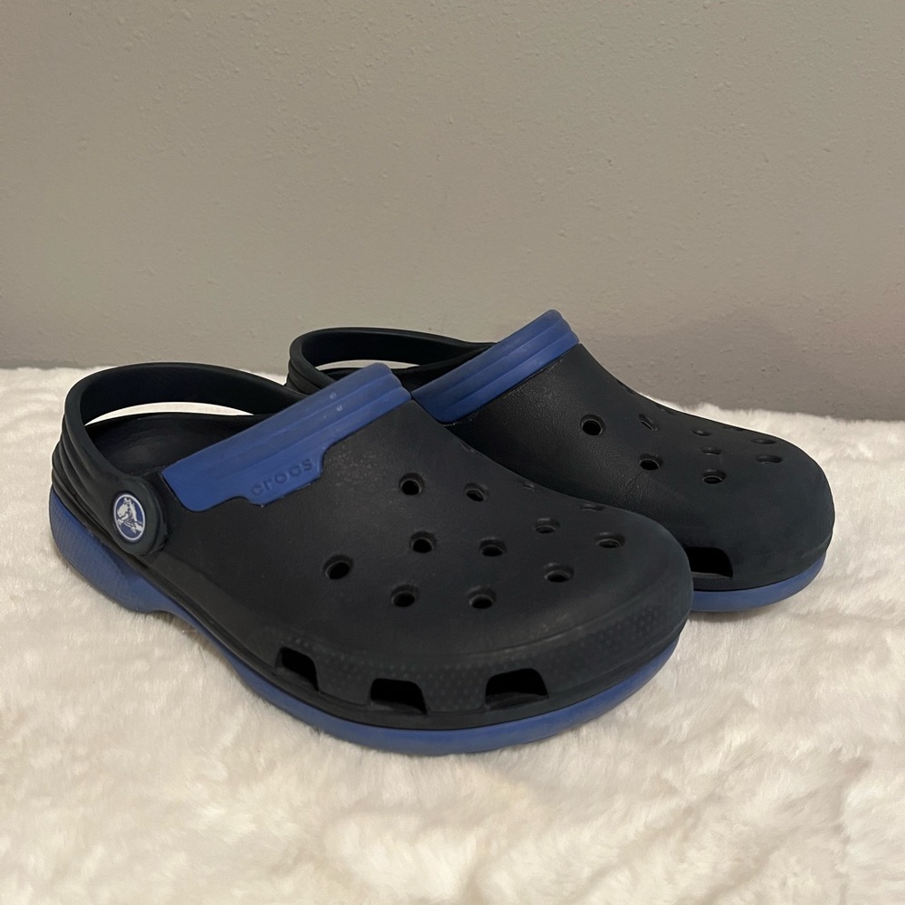 Youth crocs blue and black